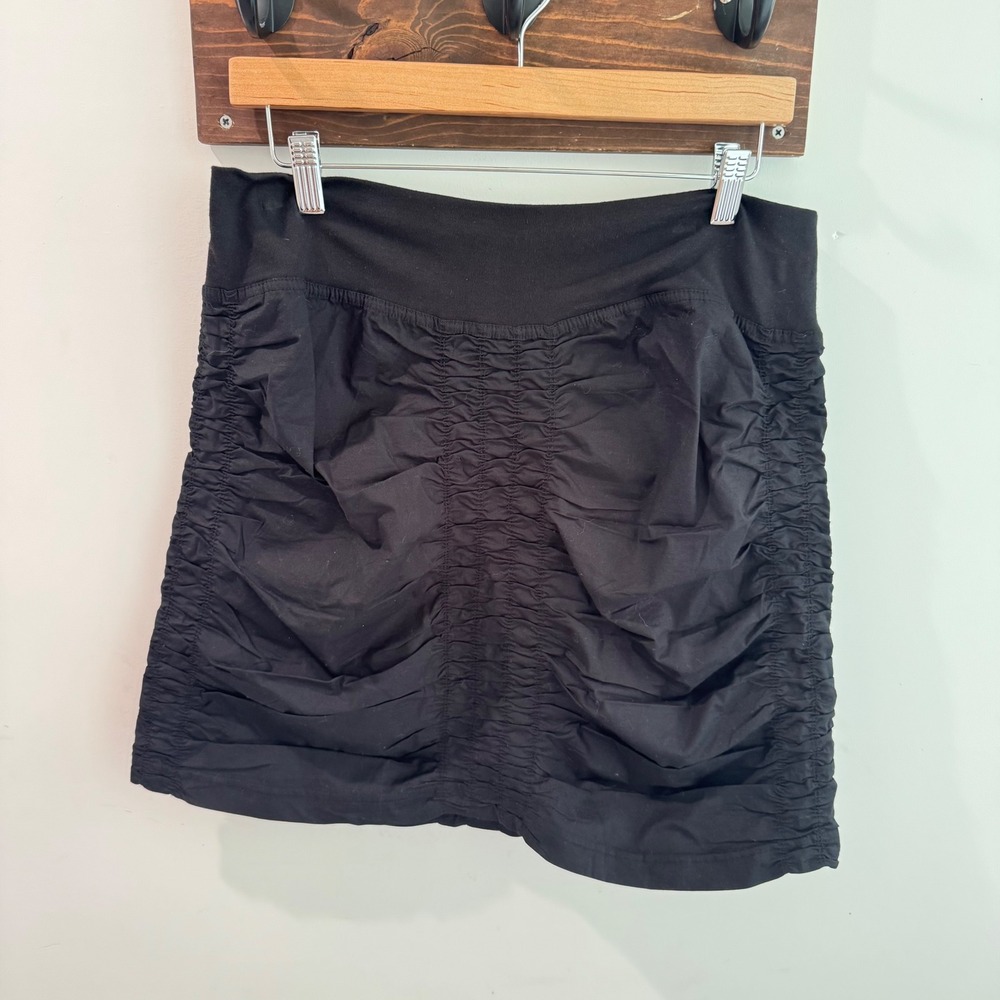XCVI Wearables Core Short Ruched Trace Mini Skirt Black Cotton Stretch Large
